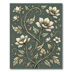 Cream Floral Vine Swirl Ground Rug