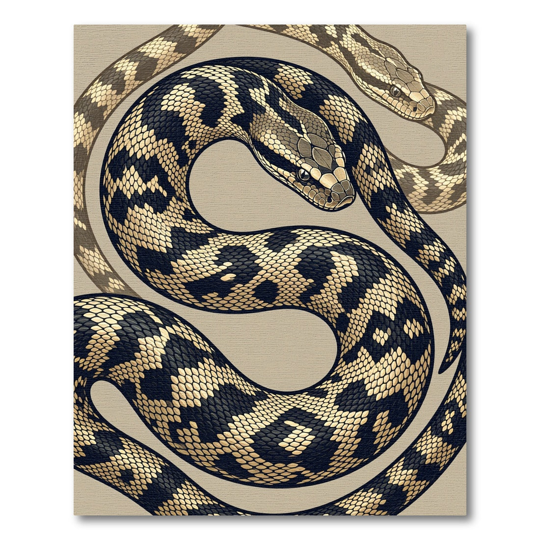 Serpentine Black and Gold Constrictor Rug