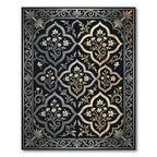 Elegant Silver Gold Floral Quatrefoil Rug