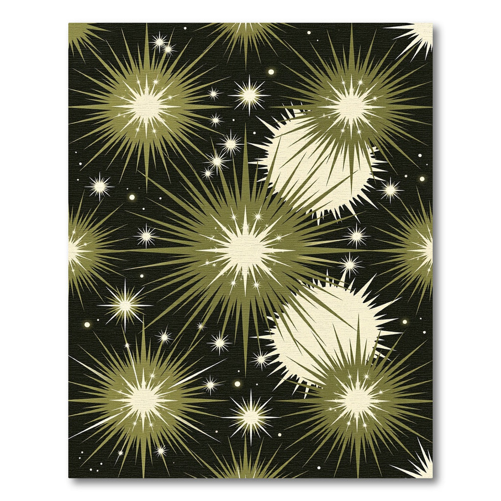 Midcentury Olive Starburst Celestial Rug