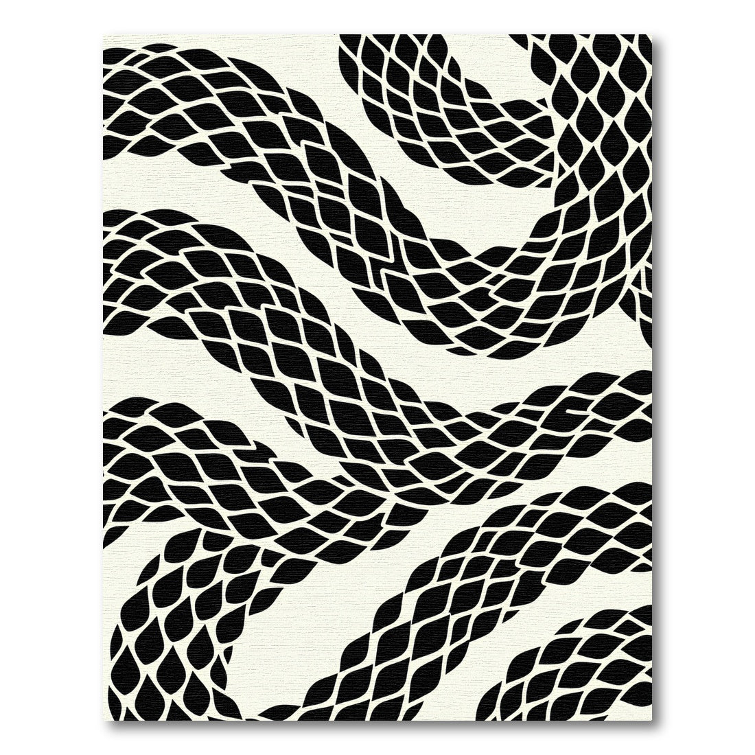 Modern Black Snake Scale Abstract Rug