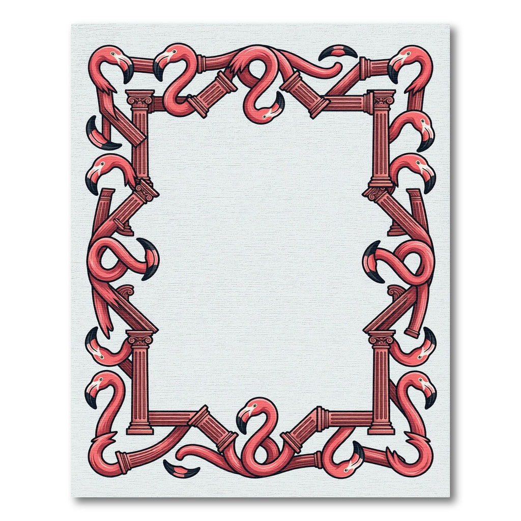 Pink Flamingo Column Border Rug