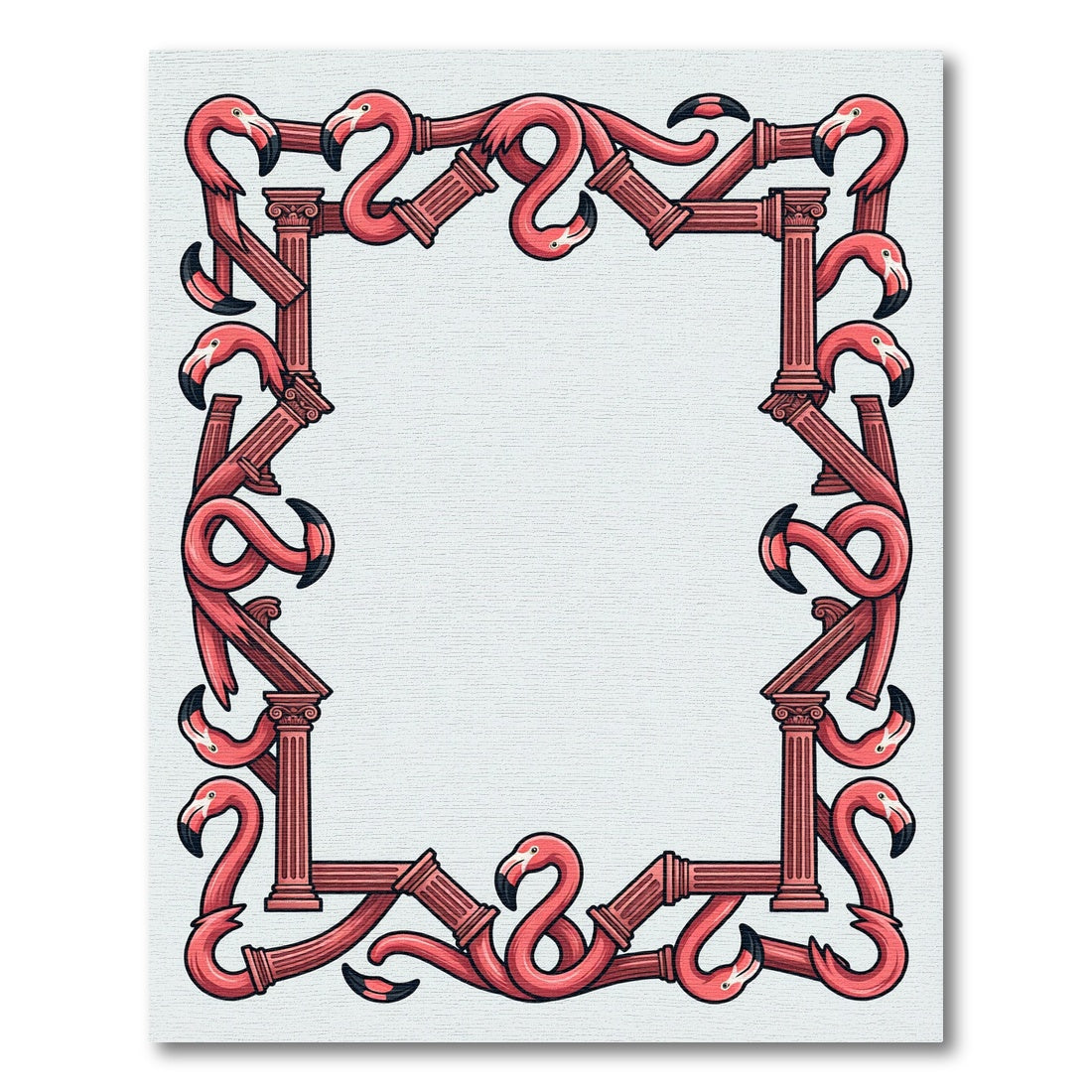 Pink Flamingo Column Border Rug