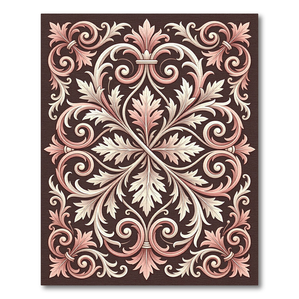 Ornate Rose Gold Acanthus Scroll Rug