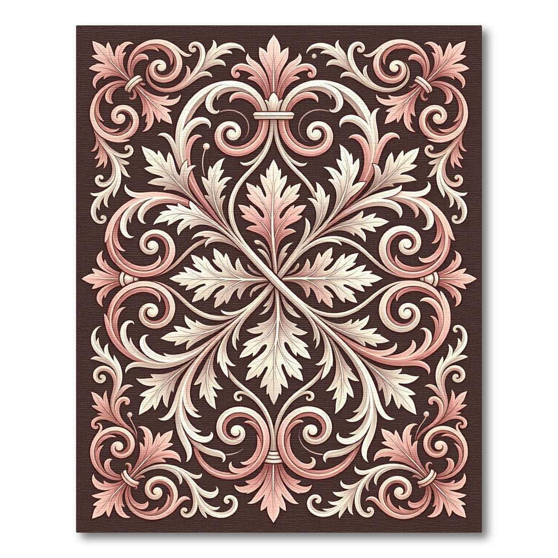 Ornate Rose Gold Acanthus Scroll Rug