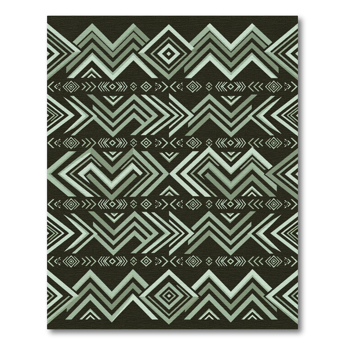 Sage Green Southwestern Geometric Zigzag Rug