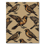 Earthy Brown Sparrow Bird Illustration Rug