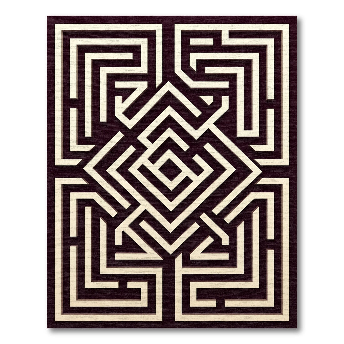 Deep Burgundy Maze Geometric Rug