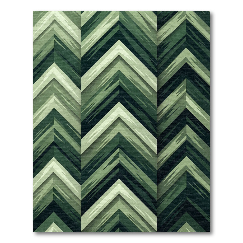 Forest Green Chevron Geometric Layers Rug