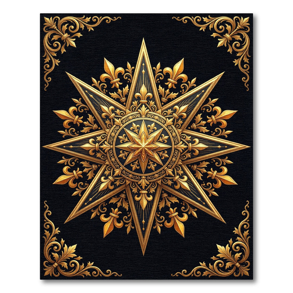Regal Gold Fleur-de-lis Sunburst Rug