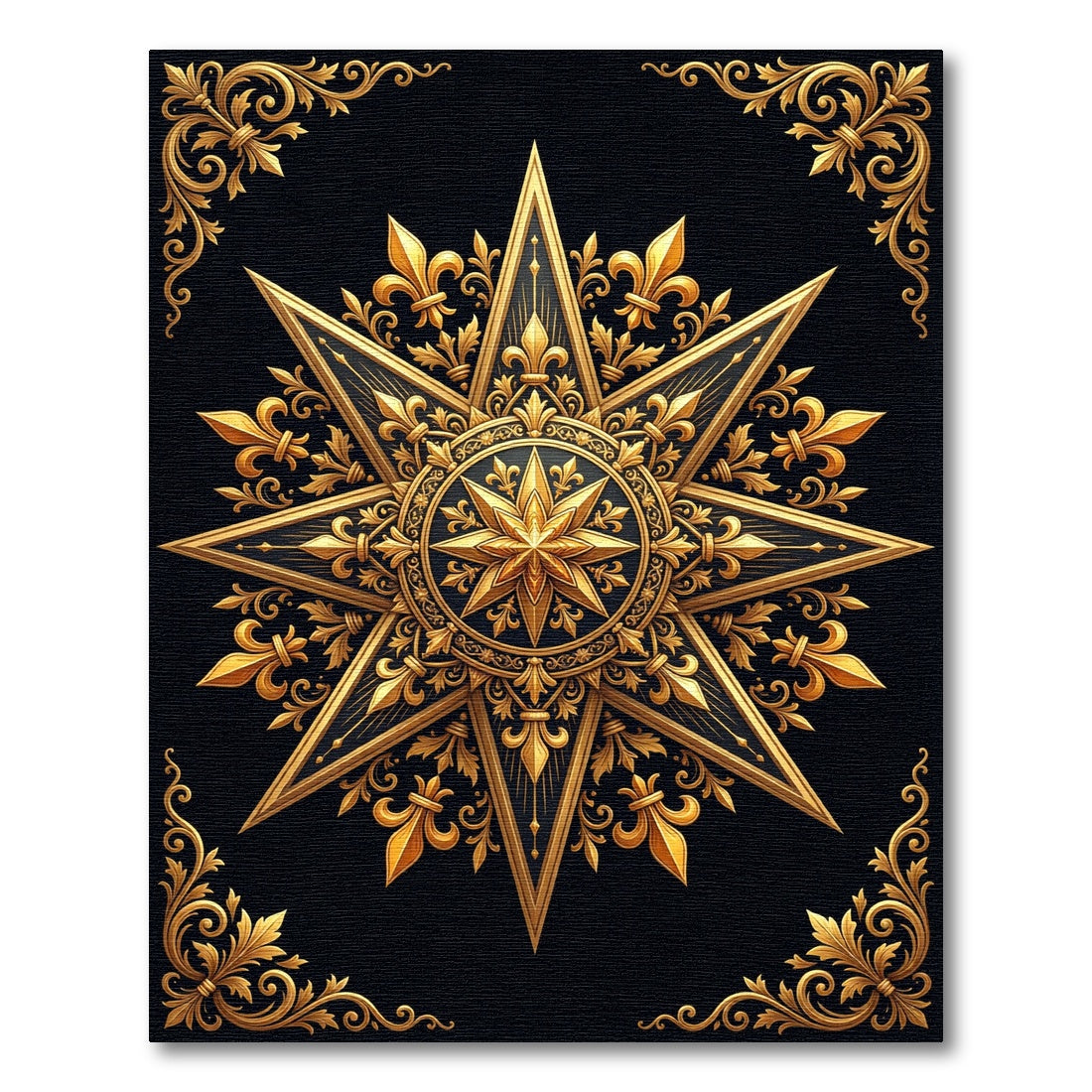Regal Gold Fleur-de-lis Sunburst Rug