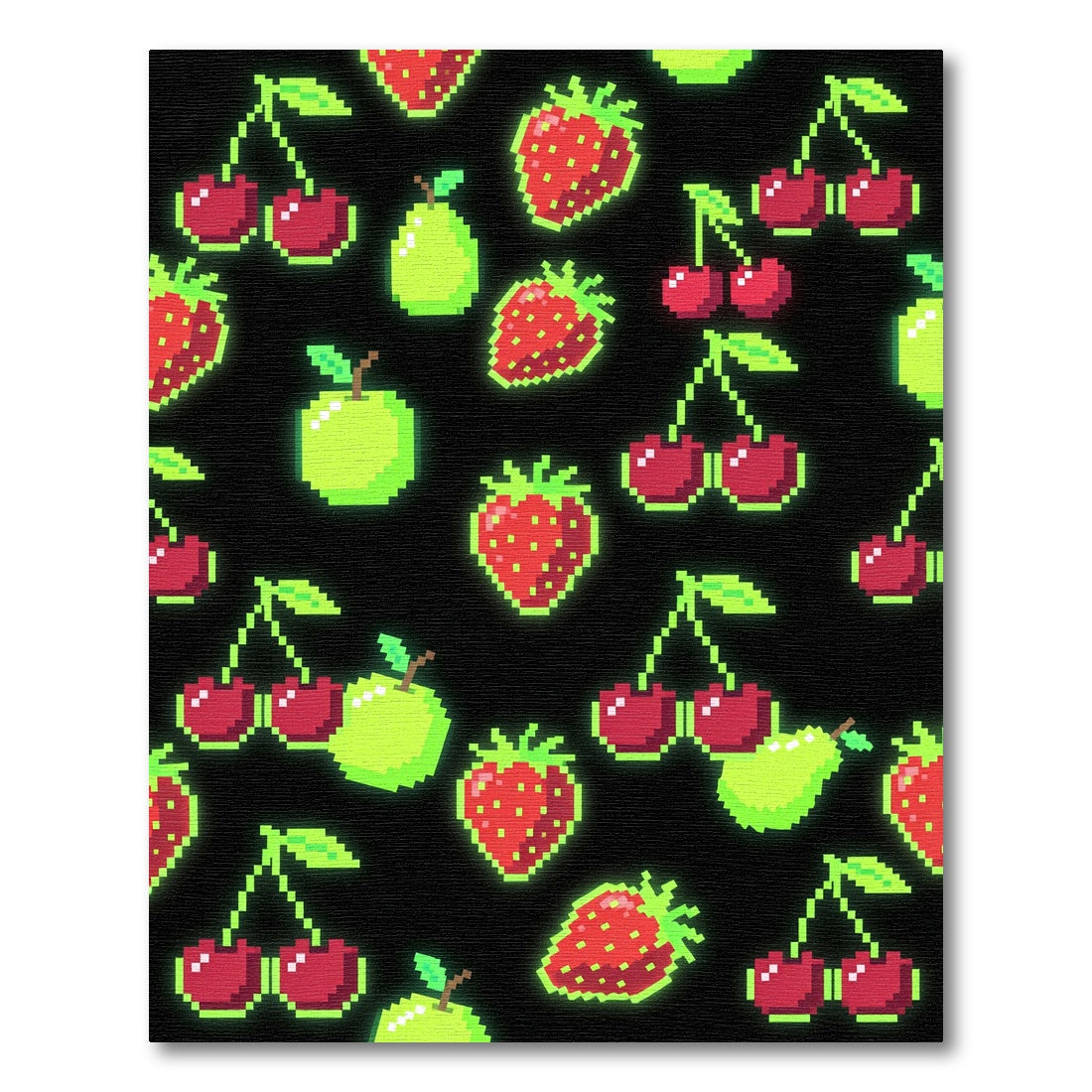 Pixel Fruit Pop Neon Berry Rug