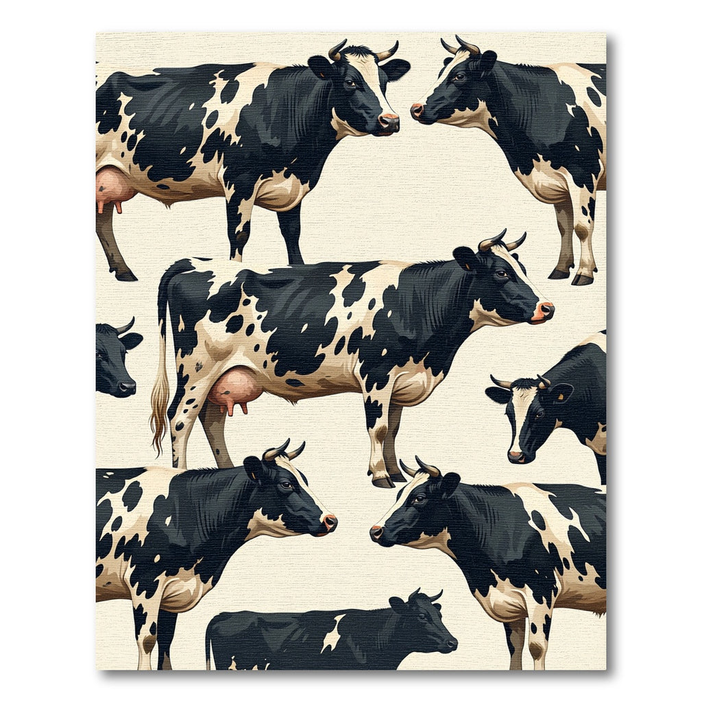 Black and White Holstein Cow Herd Rug