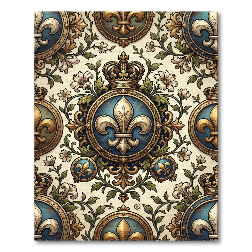 Ornate Gilded Fleur de Lis Crown Rug