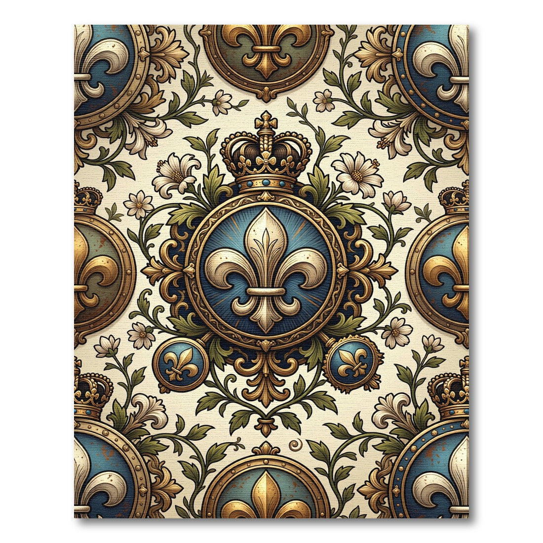 Ornate Gilded Fleur de Lis Crown Rug