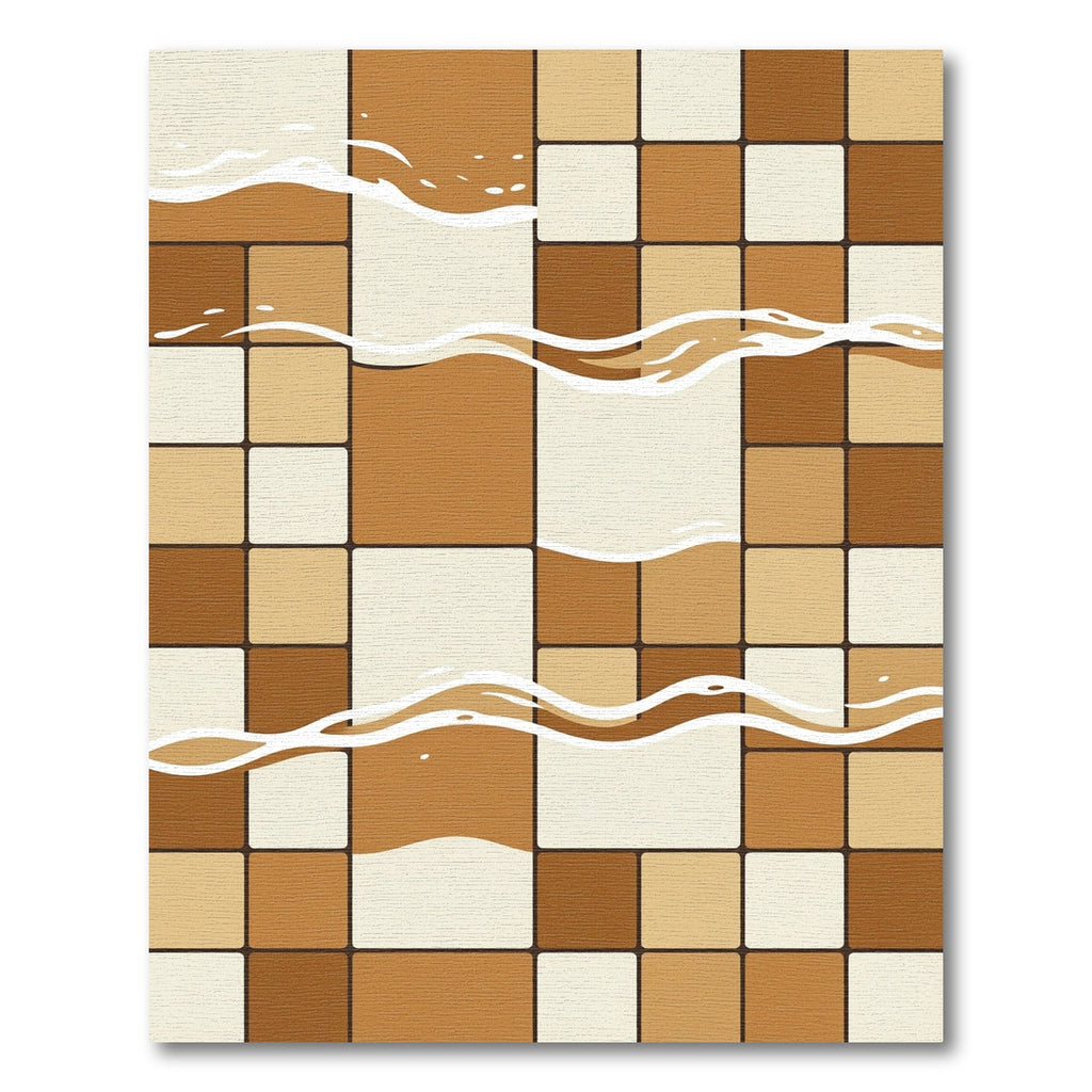 Brown Tan Square Wave Effect Rug