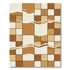 Brown Tan Square Wave Effect Rug
