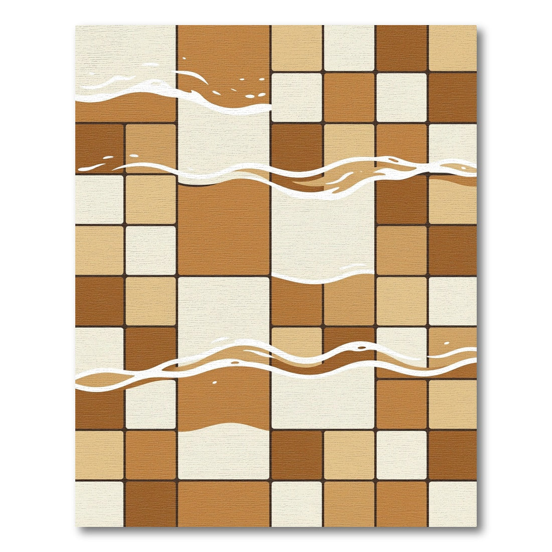 Brown Tan Square Wave Effect Rug