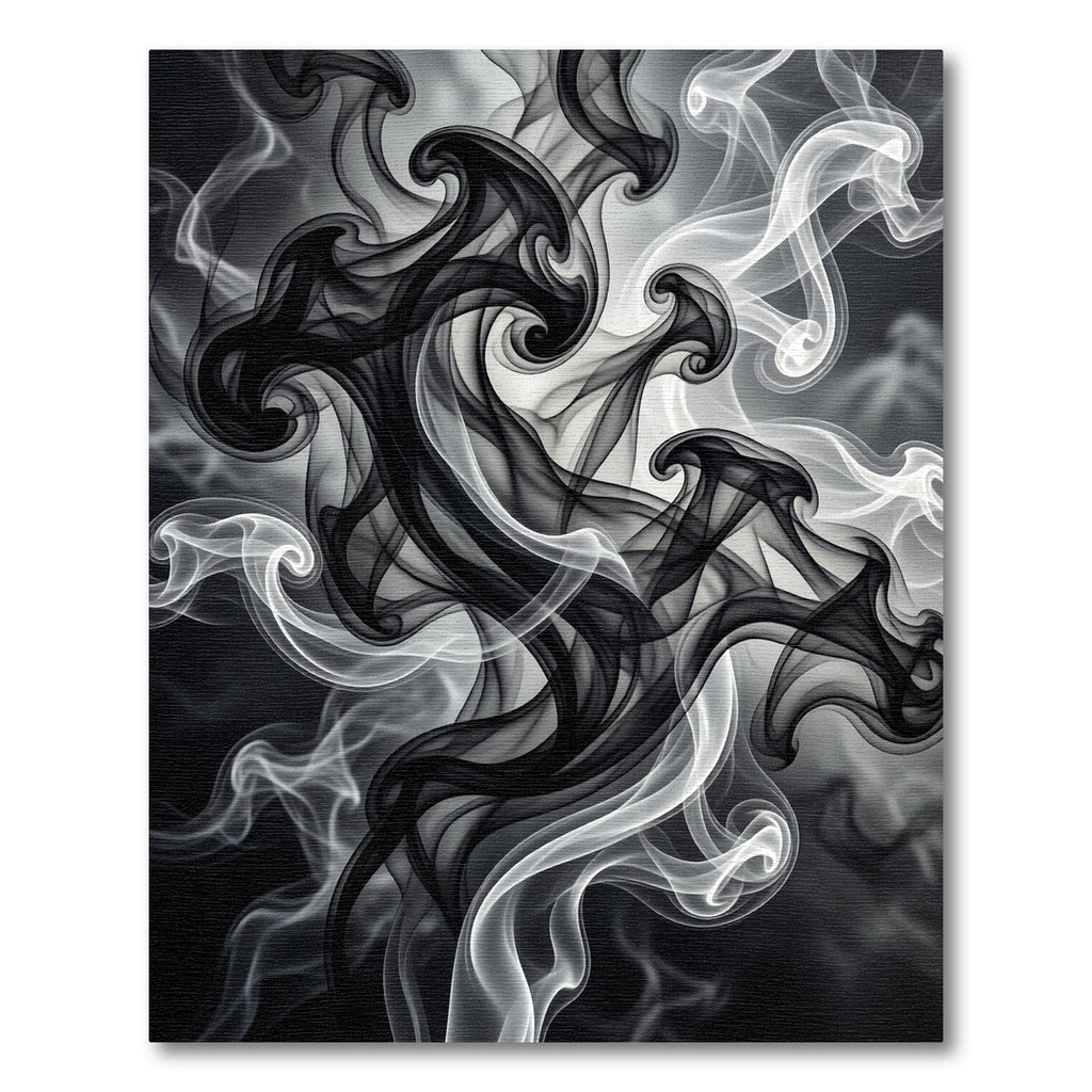 Black White Wispy Smoke Swirls Rug