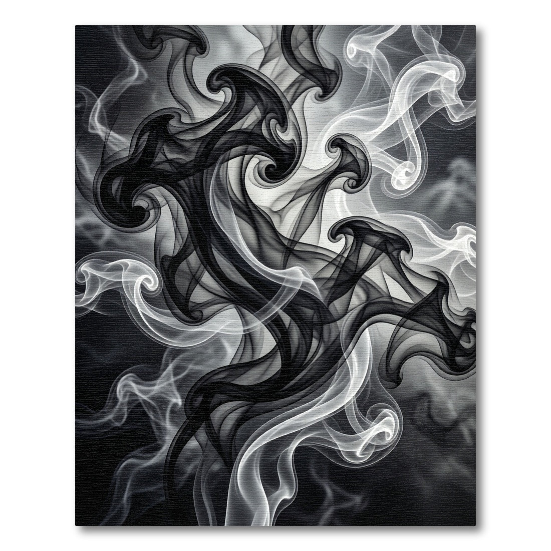 Black White Wispy Smoke Swirls Rug