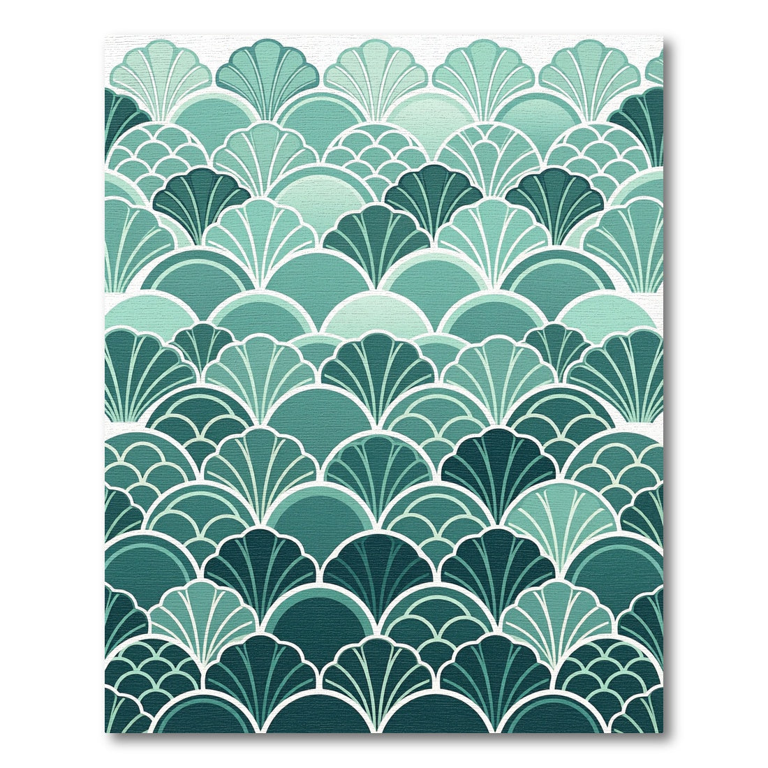 Teal Art Deco Fan Scale Arch Rug