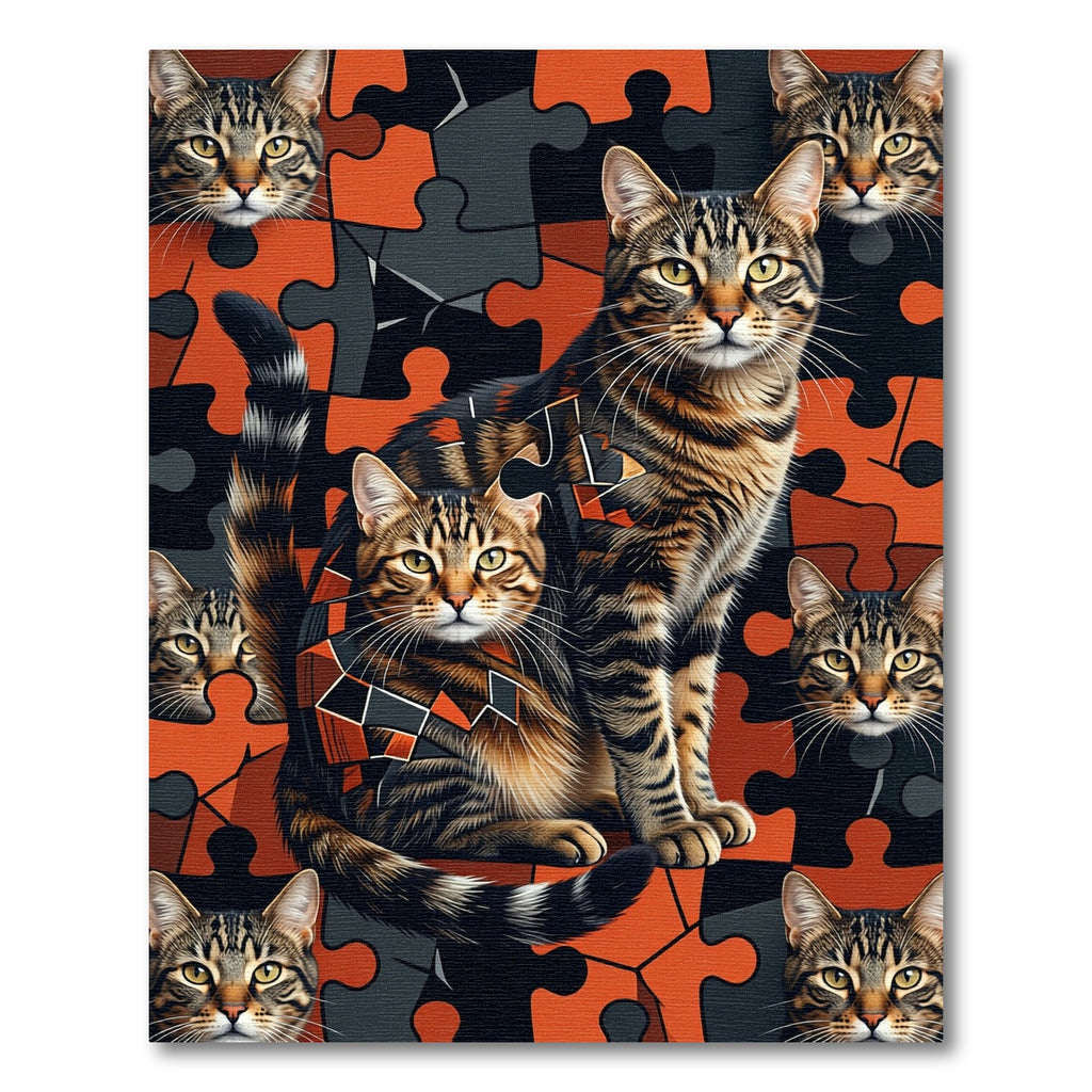 Orange Tabby Cats Puzzle Arrangement Rug