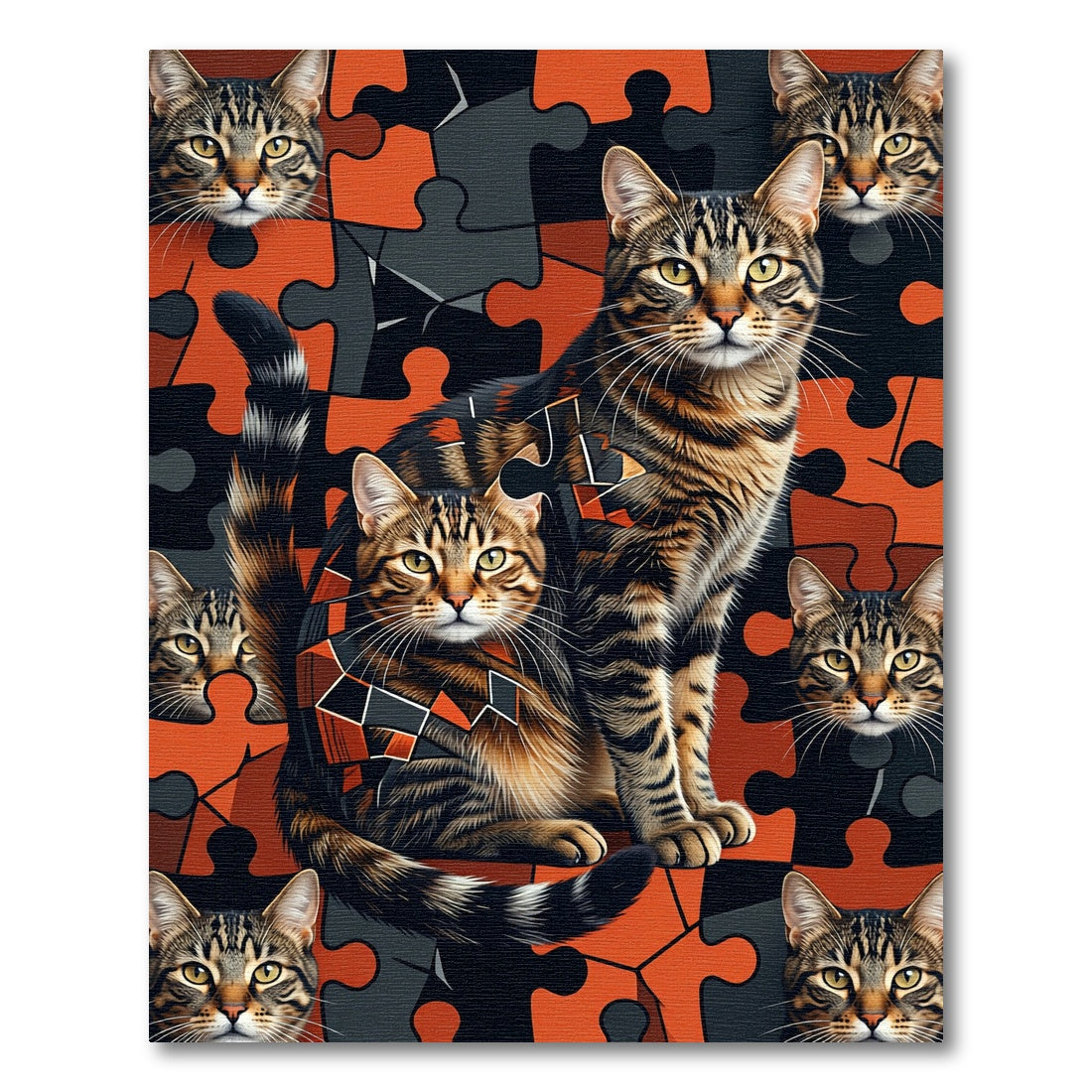 Orange Tabby Cats Puzzle Arrangement Rug
