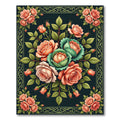 Elegant Peach Rose Cabbage Botanical Art Rug