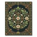 Elegant Cream Rose Floral Medallion Rug