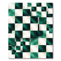 Emerald Cream Chessboard Illusion Rug