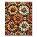 Earthy Orange and Cream Zinnia Floral Rug