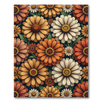 Earthy Orange and Cream Zinnia Floral Rug
