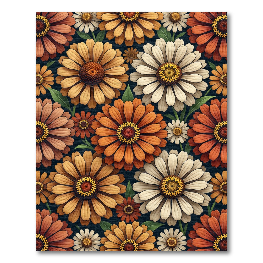 Earthy Orange and Cream Zinnia Floral Rug
