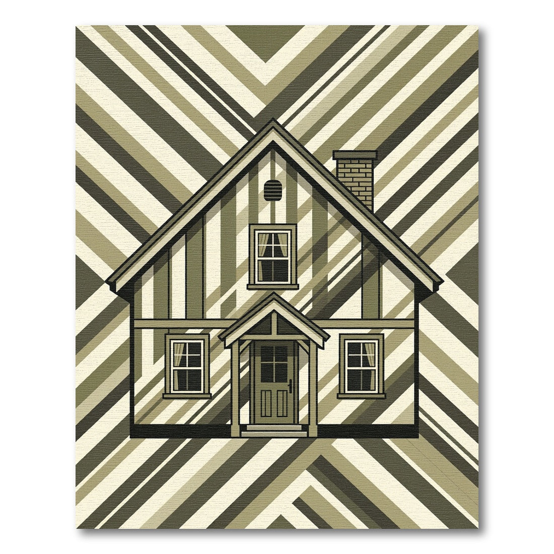 Monochromatic Geometric Striped House Rug