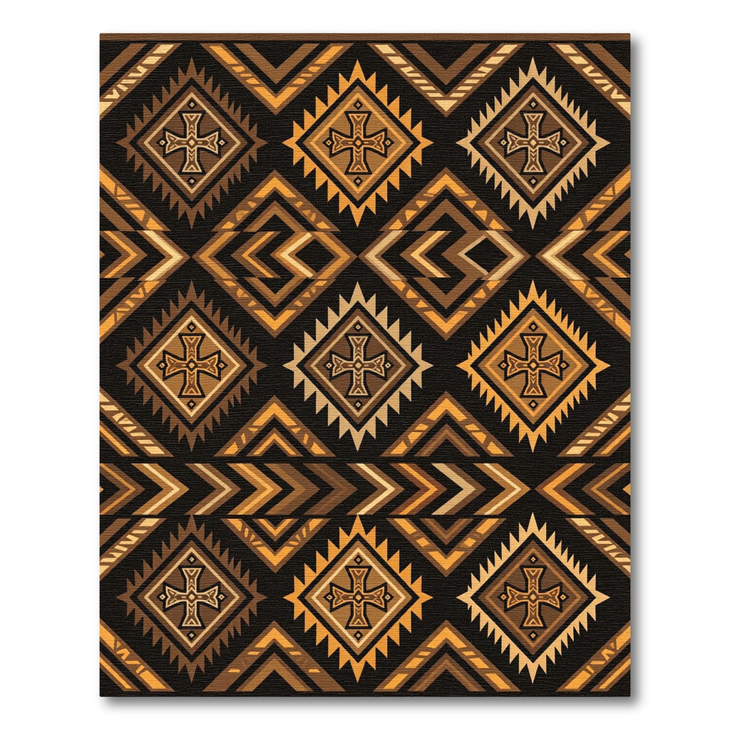 Earthy Amber Geometric Cross Diamond Rug