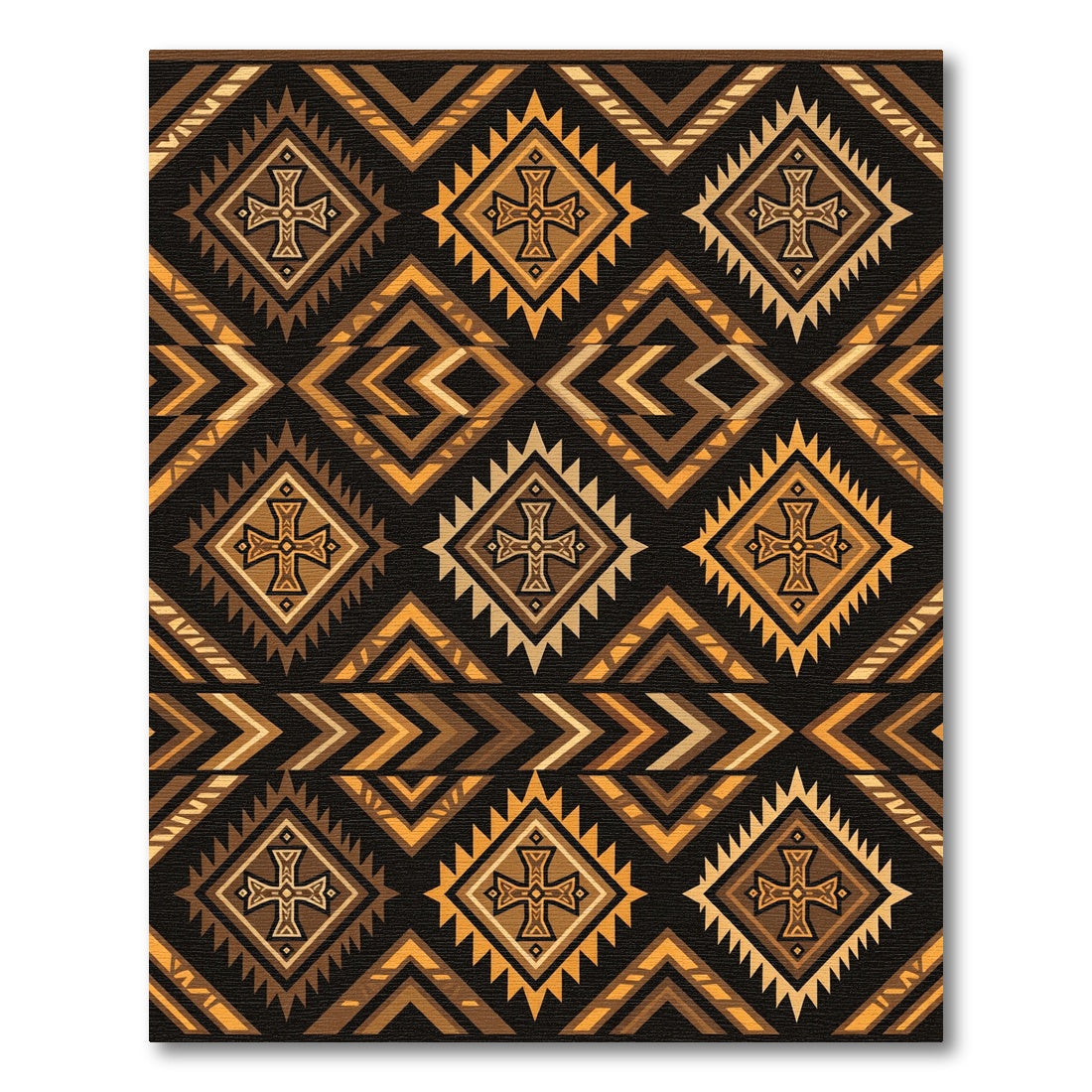 Earthy Amber Geometric Cross Diamond Rug