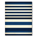 Minimalist Navy and Cream Horizontal Stripe Rug