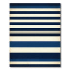 Minimalist Navy and Cream Horizontal Stripe Rug
