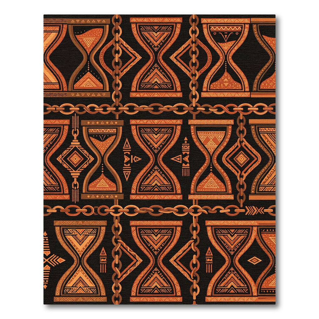 Tribal Hourglass Chain Geometric Copper Rug