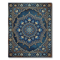 Elegant Blue Floral Gold Medallion Area Rug
