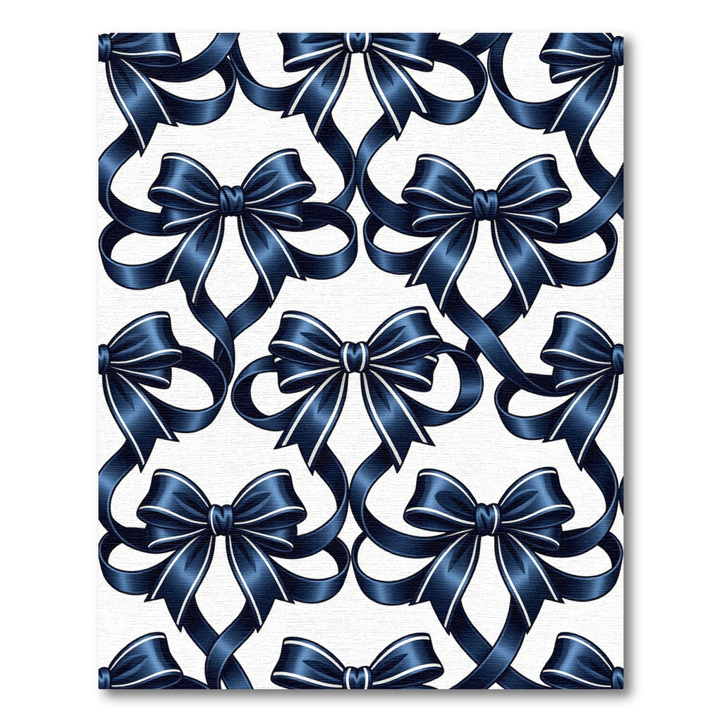 Elegant Navy Bow Ribbon Seamless Art Rug