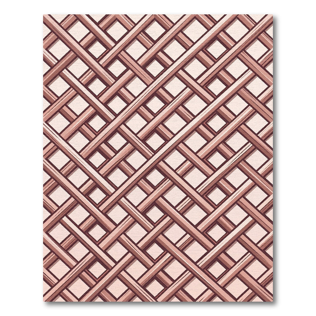Elegant Terracotta Lattice Grid Rug