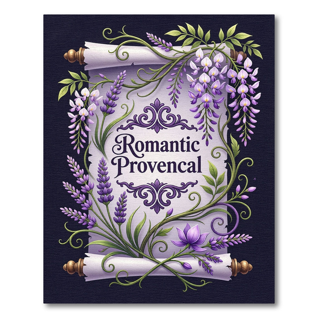 Lavender Wisteria Floral Scroll Rug