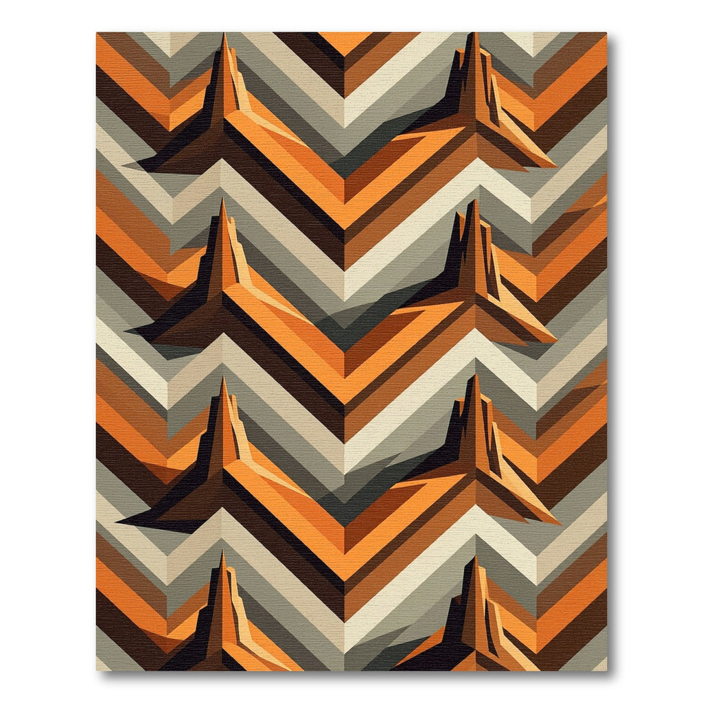Geometric Orange Abstract Chevron Rug