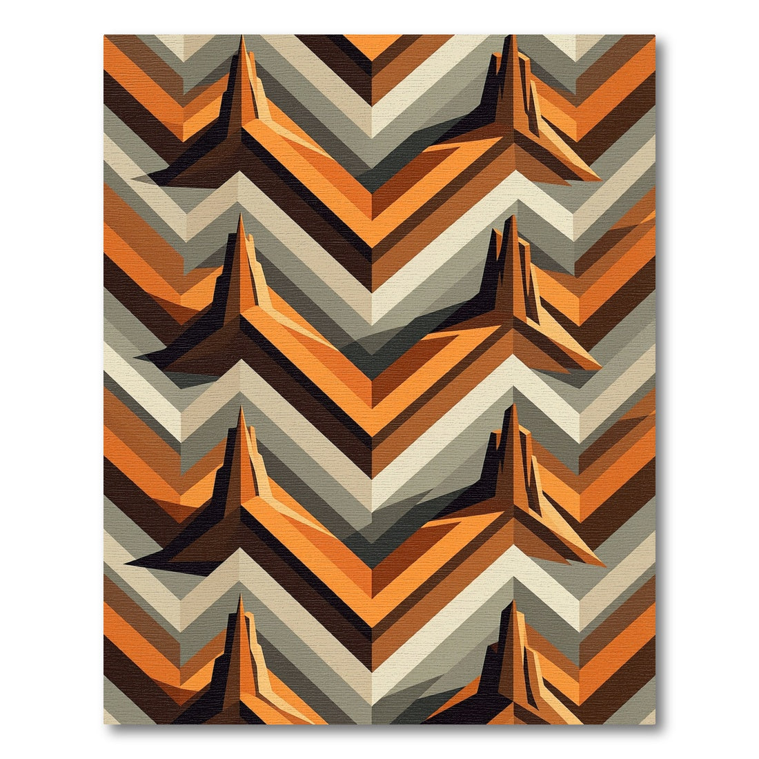 Geometric Orange Abstract Chevron Rug