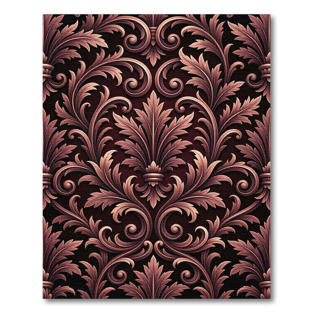 Elegant Copper Acanthus Leaf Scroll Rug