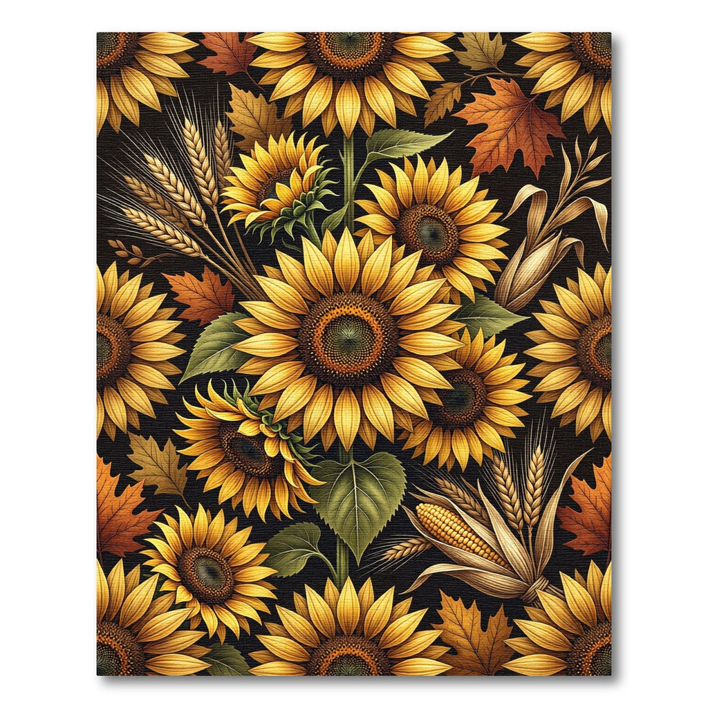 Golden Sunflowers Autumn Harvest Foliage Rug