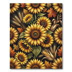 Golden Sunflowers Autumn Harvest Foliage Rug