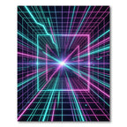 Neon Grid Cyberpunk Light Tunnel Rug