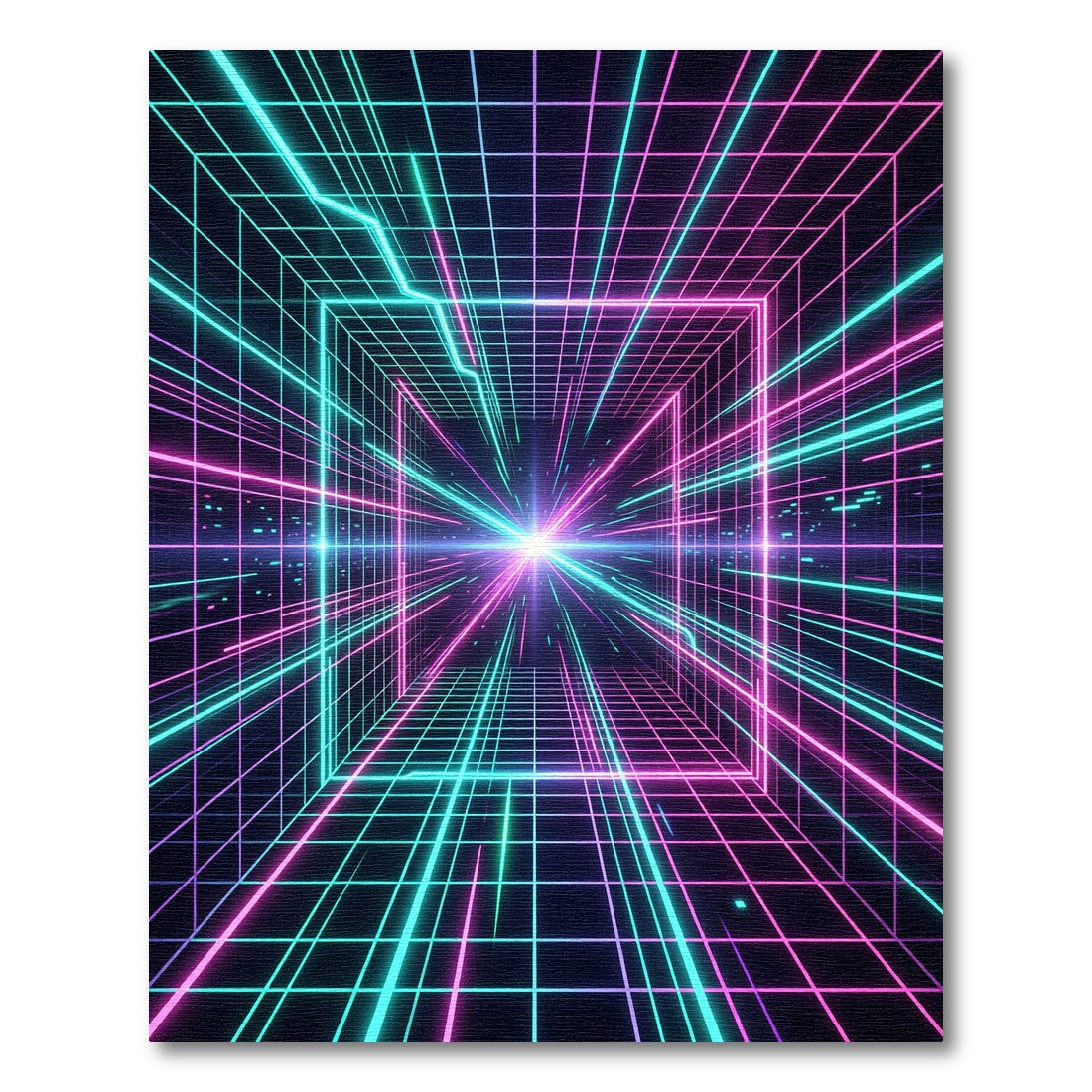 Neon Grid Cyberpunk Light Tunnel Rug